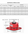 Premium Heavy Duty Spring Vibration Isolators With Mounting Bolts, Model ZD-3, 176-264 lbs capacity, 5.19in diameter, red.