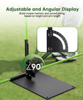 Golf Alignment Sticks System With Holder Plate for Aiming Putting and Swing Training, showing adjustable angle display.