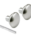 Vintage Brass Door Knob Spindle Set With Satin Nickel Finish, Adjustable Square Drive, shown with round satin nickel knobs