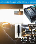 On The Go 18V Battery Car Charger For Li Ion And NiMH Tool Packs Fast Charge In About An Hour Or Less Works With 18V Batteries Like BL1830