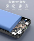 Close-up of Compact Foldable MagSafe Power Bank 10000 Mah with internal circuitry and safety features for iPhone 16 15 14 Series.