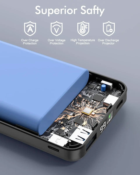 Close-up of Compact Foldable MagSafe Power Bank 10000 Mah with internal circuitry and safety features for iPhone 16 15 14 Series.