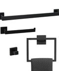 Matte Black Dope 4 Piece Bathroom Hardware Set With Towel Bar Towel Holder Toilet Paper Holder And Towel Hook 16 Inch SUS304 Steel Rust Resistant