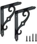 Heavy Duty Decorative Shelf Brackets 5 By 3.5 Inch Matte Black Metal Corner Supports Two Hundred Pounds with screws