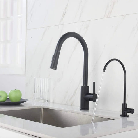 Matte Black Drinking Water Faucet for Home RO Filtration System Non Air Gap Kitchen Water Purifier Faucet Lead Free 304 Stainless Steel