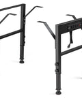 Heavy Duty Height Adjustable Workbench Frame Built Like A Beast Featuring Quick Connect AC And Dual USB Ports On Rust Resistant Steel Legs.
