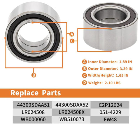 Front Wheel Bearing And Hub Assembly For Honda Accord Civic Element And Acura TSX TL ILX CSX Plus Jaguar XK XKR XF XFR XJ Models And Range Rover Evoque Front Position Ready To Roll with dimensions and part numbers listed