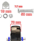 Heavy Duty 12 Inch Fixed Caster Wheel Set Of 4 with solid rubber wheels, screws, and measurements highlighted in red.