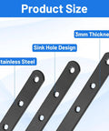 16 Pack Beefy Straight Wood Brackets Heavy Duty Metal Braces 7.68 Inch Flat Mending Plates showing sink hole design