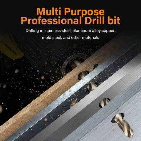 Heavy Duty 15 Pc Cobalt M35 Twist Drill Bit Kit For Metal Stainless Steel Cast Iron Wood And Plastic With Smart Storage Box, multi-purpose drill bit use