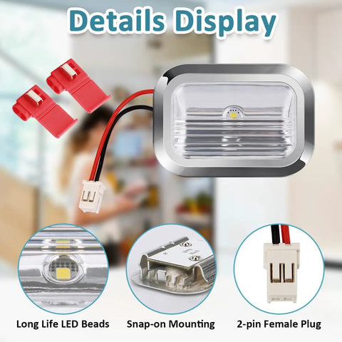 Details of Refrigerator LED Light Module Kit 2 Pack With Chrome Frame For KitchenAid And Similar Fridges Replacement Parts