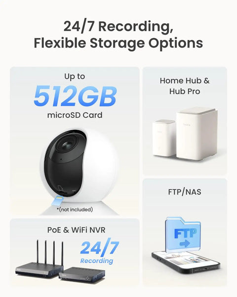 4K Ultra HD Pan And Tilt Indoor Security Camera With Dual Band WiFi 6 3X Optical Zoom Auto Tracking People And Pet Detection Crying Sound Detection Privacy Mode Bluetooth Setup E1 Zoom White
