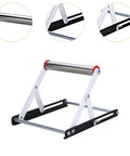 Tough As Nails Adjustable Cutting Machine Support Stand Made From Heavy Duty Stainless Steel With Foldable Table Saw Extension And Sturdy Material Holding Rack, showcasing compact design and lift mechanism.