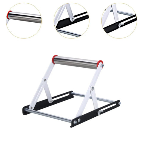 Tough As Nails Adjustable Cutting Machine Support Stand Made From Heavy Duty Stainless Steel With Foldable Table Saw Extension And Sturdy Material Holding Rack, showcasing compact design and lift mechanism.