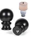 2 Pack Black Lamp Finials And Shade Toppers With Oil Rubbed Metal Nut Screw Cap Ball Knob Topper Decorative For Lamps Harp Holder And Table Lamps Durable Easy Install Dope Look, shown with lamp usage