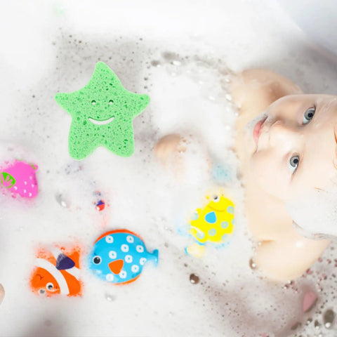 Star Shaped Body Scrubber Sponges Set With Quick Drying Wear Resistant Material for Deep Cleaning Bathing Home and Travel Use