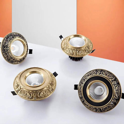 10 Pack Slick Brass Led Downlights With 10W Dimmable Eyeball Spotlight For Smooth Recessed Lighting Upgrades with ornate designs.