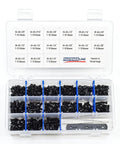 Torx Pan Head Screws Assortment With Magnetic Driver Bits And Tweezers, 302 Piece Garage Ready Kit with various screw sizes and tweezers.