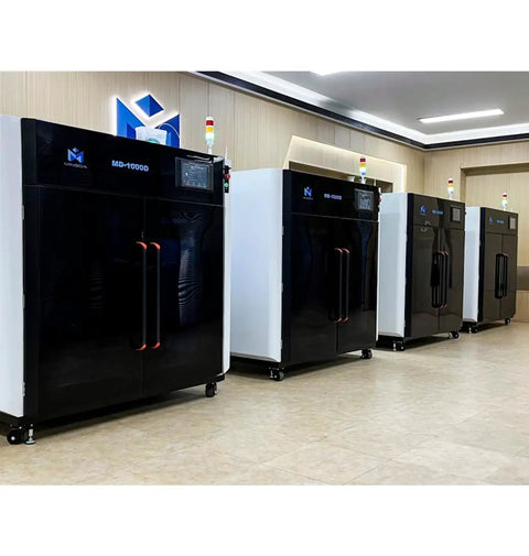Row of MD-1000D Industrial Grade 3D Printers with Fully Enclosed Cabinet, 1000mm X 1000mm X 1000mm Build Volume