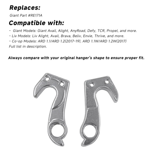 Derailleur Hanger 167 Replacement For Road And Mountain Bikes Aluminum Alloy With Mounting Screws shown with compatibility list