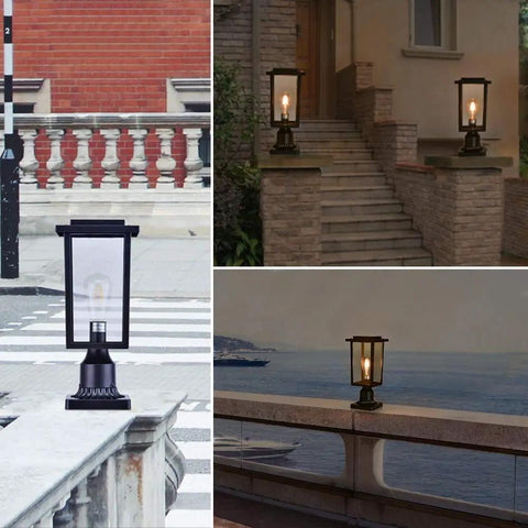 Outdoor Post Light 2 Pack Exterior Pole Lanterns With E26 Base Waterproof Matte Black Finish For Patio And Garden Weather Resistant Aluminum Lamp Posts Bulb Not Included on brick and seaside settings