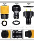 Heavy Duty Garden Hose Quick Connect Set With Snap Fit Brass And Plastic Connector Kit For Leak Proof Repair Joint One Step Attachment And Detachment To Stop Water Waste Outside, black hose fitting with gasket