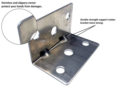 Sturdy Bulk Pack Of One Thousand Heavy Duty Galvanized L Shape Corner Braces Solid Rust Resistant Right Angle Metal Joint Connectors with six pilot holes.