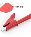 Close-up of one red clip from 5 Pack Alligator Clip Test Leads Dual Ended Crocodile Clips With Insulated Flexible Copper Wires