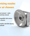 Heavy Duty Antistatic Ionizing Air Nozzle With Fast Static Knockdown And Super Slick Dust Sweep For Cleanroom Stations And Electronics Assembly Lines, stainless steel.