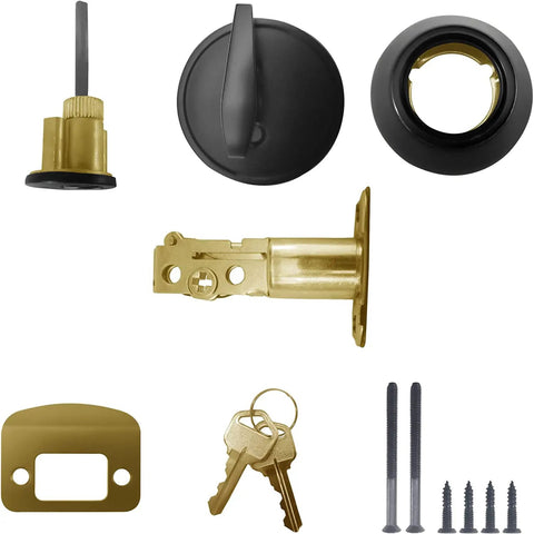 Keyed Alike Front Door Lock Set With Deadbolt And Knob, Oil Bronze Finish, 5 Pack, Single Cylinder Exterior Door Hardware components