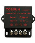 Tailgate Ready DC DC Step Down Buck Converter Voltage Regulator, 15W module, mounts easily for truck audio setups.
