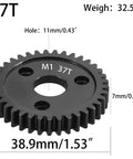 37T M1 spur gear, 1.0 metric pitch, hardened steel, Mod 1, for 1/8 & 1/10 scale RC cars, 38.9mm diameter, 32.51g weight