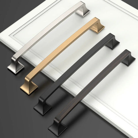 Ten Pack 7 Inch Brushed Satin Nickel Cabinet Pulls For Cabinets And Drawers With 177mm Hole Centers Kitchen Hardware displayed.