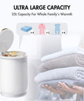 Bucket Style Towel Warmer Ultra Large Capacity 450W For Bathroom ETL Certified with towels and robes showcased in open unit.