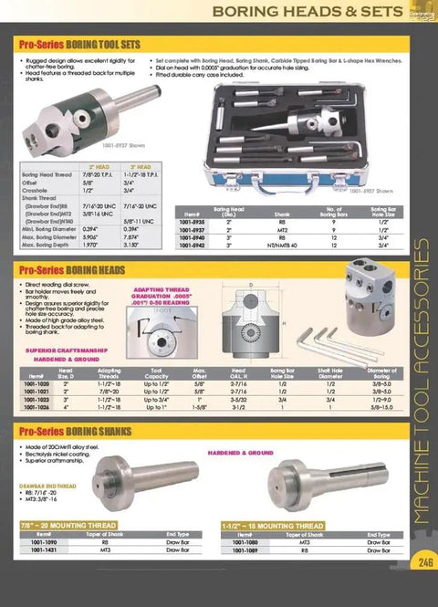 Three Piece Boring Tool Set With 2 Inch Head MT3 Shank And One Half Inch Boring Bar For Precise Hole Drilling shown with components