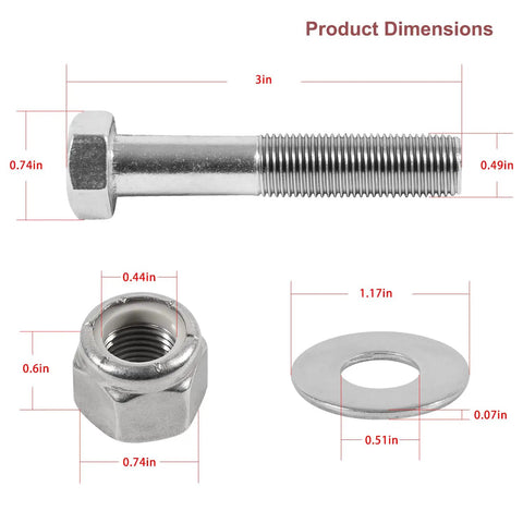 Dimensions of Outboard Jack Plate Bolt Kit for Smooth Rock Solid Mounting to Plate Replaces OEM BK1DP 02 1729