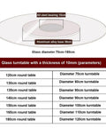 Round 360 Degree Rotating Turntable Heavy Duty Tempered Glass Lazy Susan with steel bearing and aluminum base, 70-160 cm