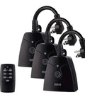 Outdoor Wireless Remote Control Outlet Kit With Weatherproof Heavy Duty Power Strip Indoor Light Switch Plugs shown with remote