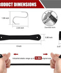 Dimensions of Heavy Duty 6 Inch Rubber Cords With Hooks, 2.44 inch hook, 6 inch cord, showing stretch capacity, 10 Pack Bungee Straps For Trucks And Cargo