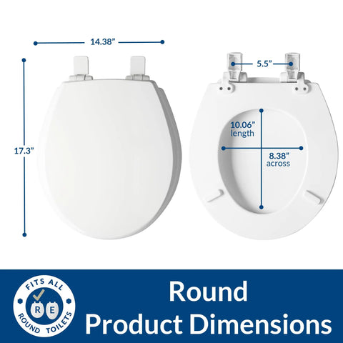 Soft Close Toilet Seat With Easy Clean Hinges And Quick Release For Deep Cleaning, Non Slip Premium Wood, dimensions