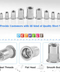 180Pcs Flat Head Rivet Nut Kit Stainless Steel Insert Rivnuts Set M3 To M10 With Storage Box Metric Threaded Rivnuts details