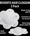 Kick Daily Drain Headaches To The Curb With This 2 Pack Hair Catcher Drain Cover equipped with 6 super grippy suction cups and flexible clear PVC.