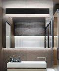 Modern Black Bathroom Vanity Light 32 Point 6 Inch 30W Up And Down Indoor Wall Fixture 4000K Natural White in a contemporary bathroom setting.
