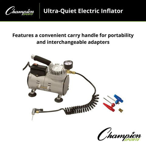 Ultra Quiet 110V Air Compressor Inflator with 1/8 HP OilFree Motor, 60 PSI Max, Gauge Hose And Needle, Portable Compact Design