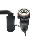CNC Hollow Rotary Actuator with Hollow Rotating Platform Turntable for 400W Servo NEMA 23 and NEMA 34 Motors shown