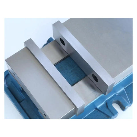 Close-up of the 1Pcs High Precision Milling Bench Vise 4 Inch Clamp showcasing its hardened steel jaw surfaces.