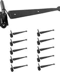 Pack Of 10 Black Cast Iron Pintle Strap Hinges With 11.75 Inch Offset Lift Off Shutter Gate Door Hardware Rustic Colonial