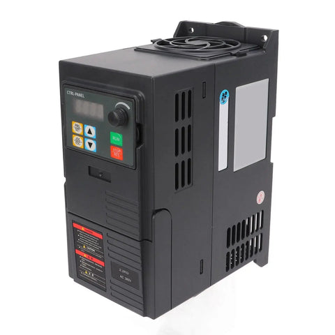Beefed Up Variable Frequency Drive VFD 2.2kW Inverter Controller With Quick Cooling Heatsink And Quiet Fan For Safe ABS Protection 0 to 440V Output In Industrial Equipment Use, front view