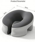 Desk Napping Pillow With Memory Foam Headrest For Office And Travel, ergonomic design, dark gray and light gray, dimensions shown
