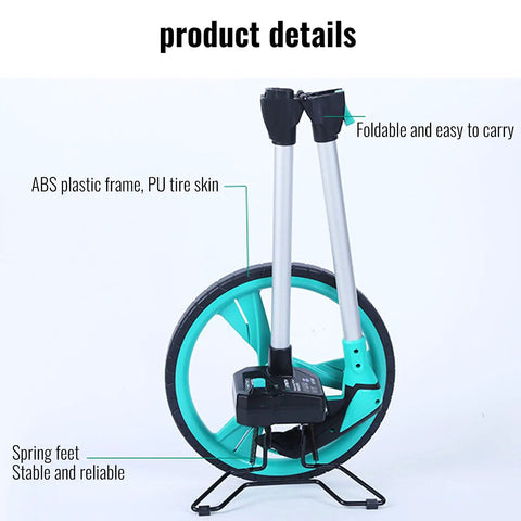 Heavy Duty Large Road Construction Measuring Wheel With Mechanical Counter And Telescopic Handle Built Tough For Surveyors And Contractors To Knock Out Yard Measurements Hassle Free Easy Roll Design, foldable with ABS frame and PU tire.